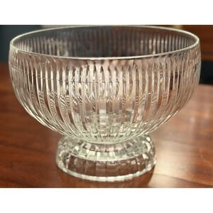 Vintage L.E. Smith Prestige Clear Glass Punch Bowl & Matching Pedestal Stand Set